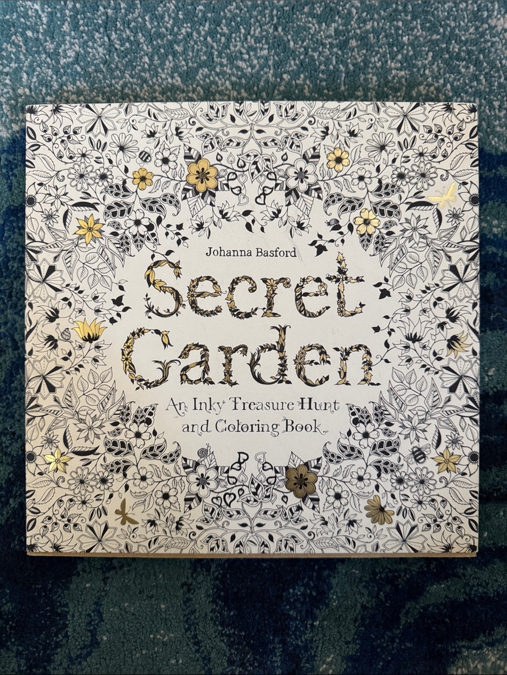 New, Secret Garden Coloring Book - White with Gold Accents